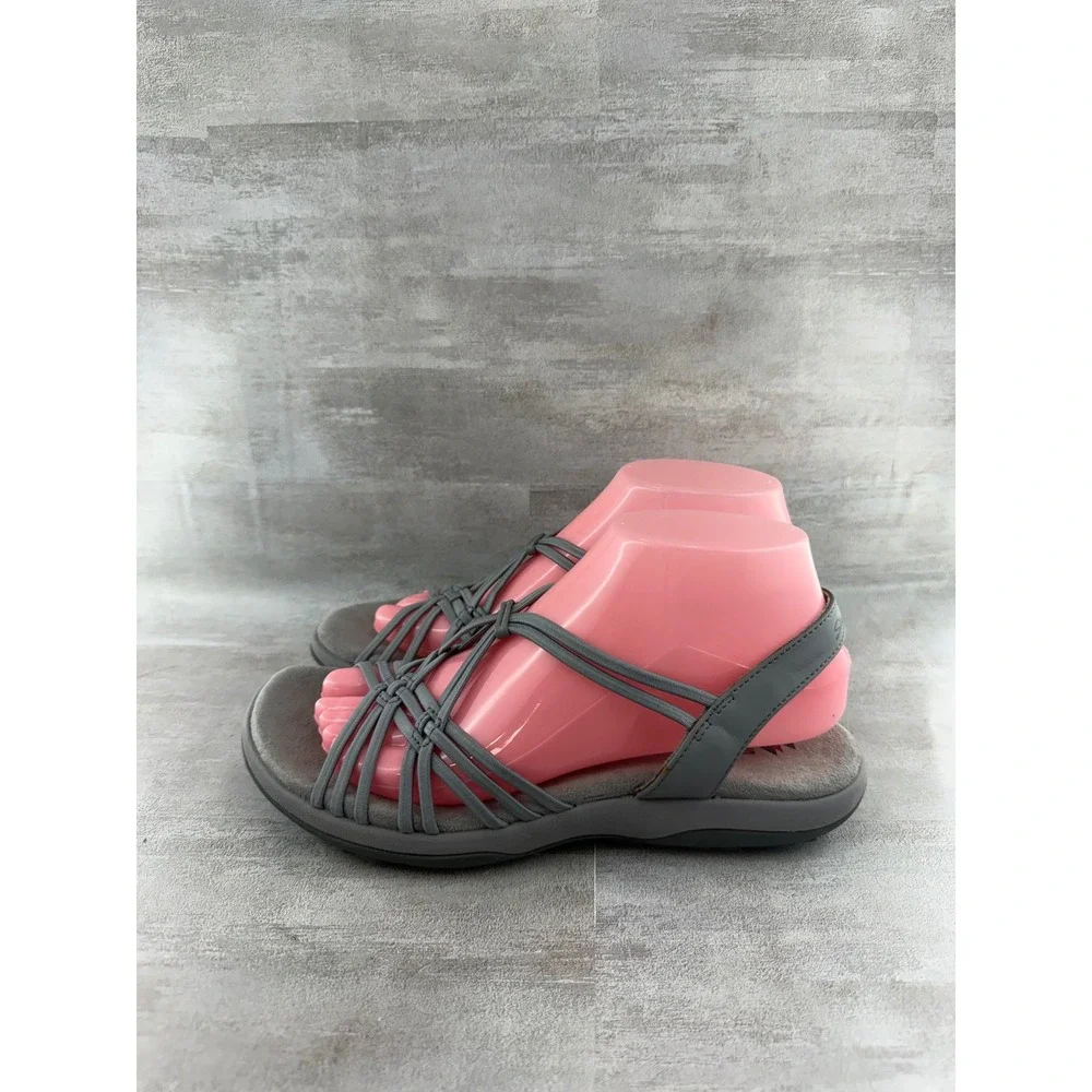 Skechers Reggae Slim Vacay Grey Strappy Sandals Women Size 8 Walking Hiking